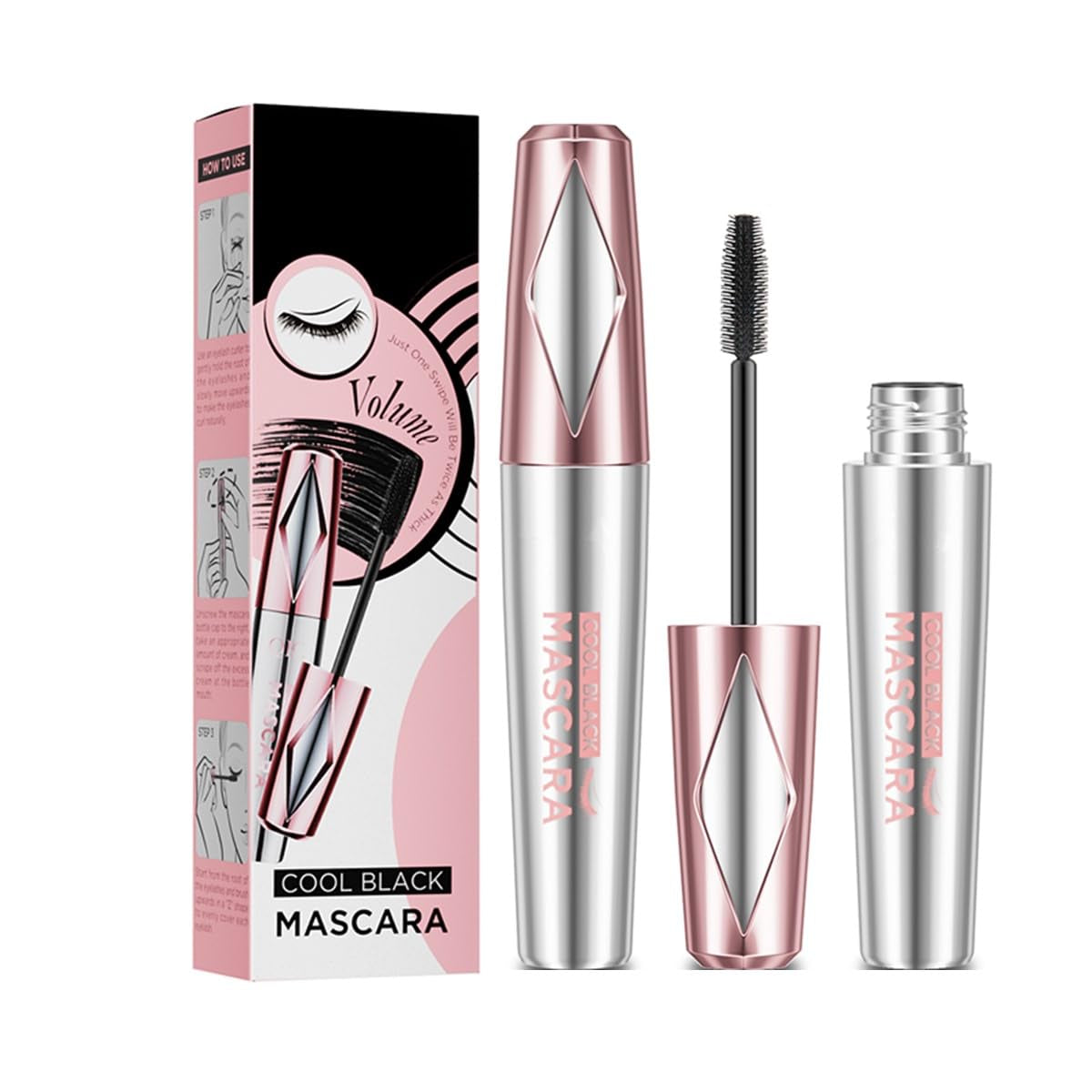 My Lashes 4D Silk Fiber Mascara - Stunning Volume & Length, Waterproof Black, Curly with New Silicone Brush (2 Pack)
