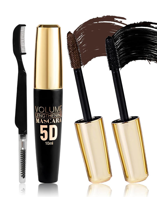 2 Pack Waterproof 5D Colored Mascara for Volume and Length | Fiber Tubing Mascara for Long-Lasting, No Flaking, Volumizing and Curling Eyelashes, Ideal for Halloween Makeup