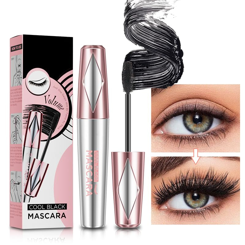 My Lashes 4D Silk Fiber Mascara - Stunning Volume & Length, Waterproof Black, Curly with New Silicone Brush (2 Pack)