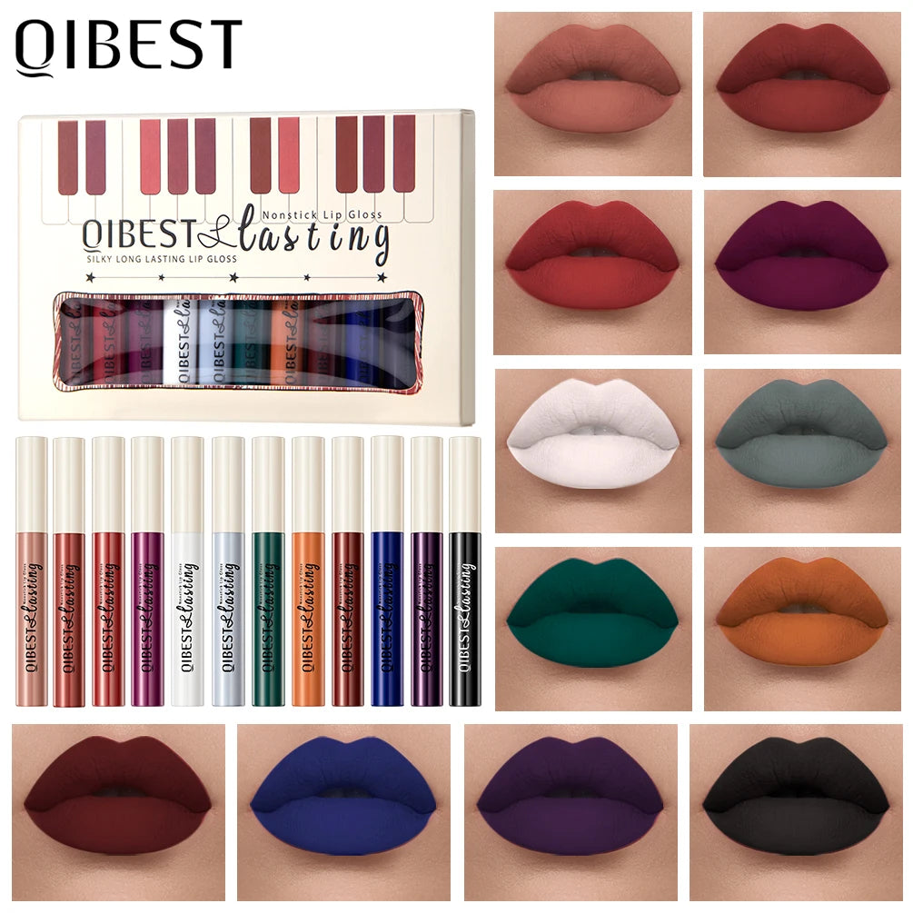 Vibrant 12-Color Matte Liquid Lipstick Set - Waterproof, Long-Lasting Lip Gloss for Every Occasion!