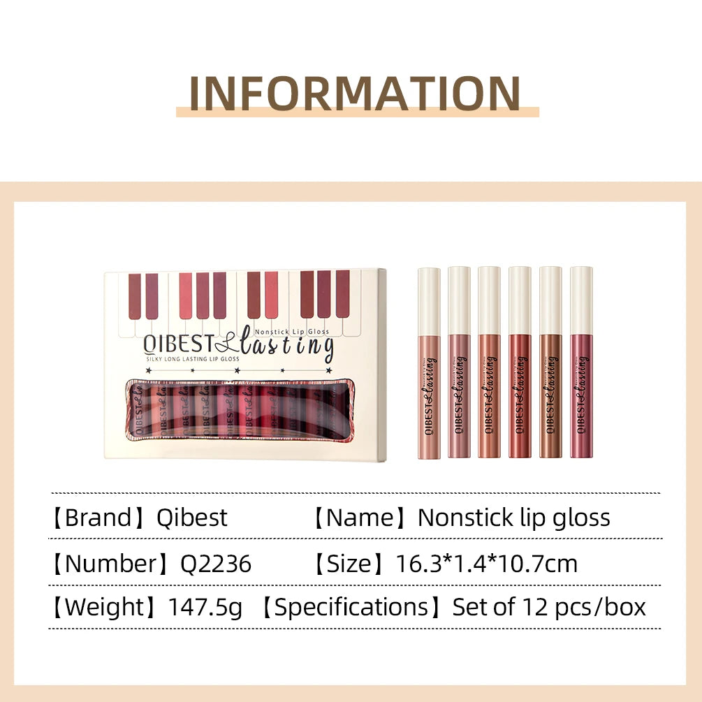 Vibrant 12-Color Matte Liquid Lipstick Set - Waterproof, Long-Lasting Lip Gloss for Every Occasion!